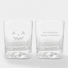 Engraved Jack-O-Lantern Whiskey Rocks Glass    - 51615