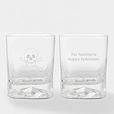 Engraved Skull & Crossbones Whiskey Rocks Glass  - 51617