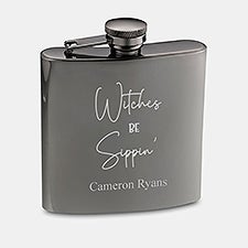 Engraved Witches Sippin' Gunmetal Flask  - 51619