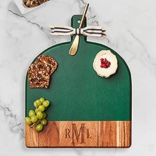 Personalized Green Acacia Bevel Board with Spreader  - 51896D