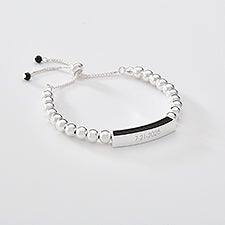 Engraved Silver & Black Beaded Bracelet    - 52005