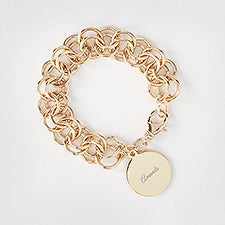 Engraved Gold Chunky Link Bracelet   - 52007