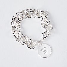 Engraved Silver Chunky Link Bracelet  - 52009