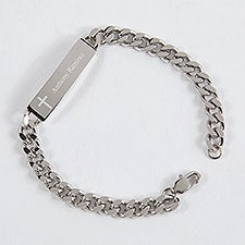 Engraved Kids Silver Cross ID Bracelet  - 52025