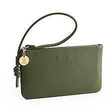 Vera Bradley Leather Wristlet in Bronze Green   - 52168