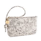 Engraved Vera Bradley Leather Wristlet in Bloom Cottage Cream    - 52169