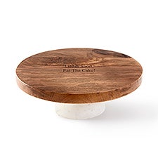 Engraved Reversible Wooden Cake Pedestal and Chip & Dip Server      - 52230