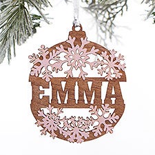 Kittenish Engraved Wood Snowflake Ornament  - 52236