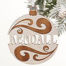 Kittenish Engraved Wood Bulb Ornament   - 52243