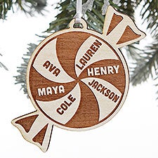 Kittenish Engraved Peppermint Swirl Wood Ornament   - 52245