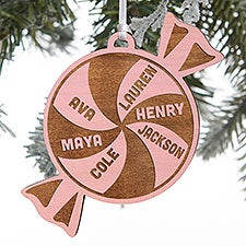 Kittenish Engraved Peppermint Swirl Wood Ornament   - 52245