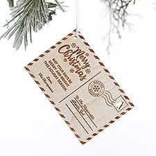 Kittenish Engraved Wood Holiday Postcard Ornament  - 52248