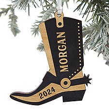 Engraved Wood Cowgirl Boot Ornament for Kittenish by Jessie James Decker   - 52249