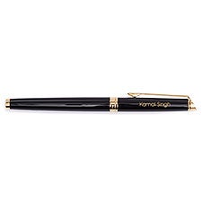 Engraved Waterman Hemisphere Black and Gold Rollerball Pen    - 52276