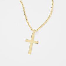 Kittenish Engraved Gold Over Sterling Silver Cross Necklace    - 52317