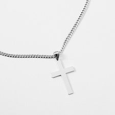 Kittenish Engraved Sterling Silver Cross Necklace    - 52318