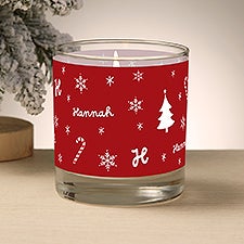 Festive Holiday Icons Personalized Glass Candle - 52323