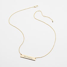 Kittenish Engraved Gold Bar Necklace     - 52331