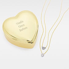 Kittenish Engraved Heart Box and Double-Layer Hamsa Necklace Set    - 52342