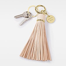 Kittenish Engraved Blush Leather Tassel Keychain & Bag Tag     - 52370