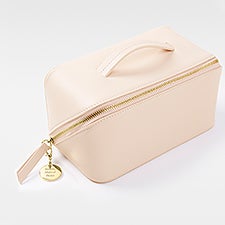 Kittenish Engraved Large Blush Leather Beauty Case     - 52388