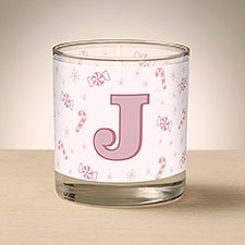 Kittenish Personalized Pink Peppermint Glass Candle with Initial - 52514