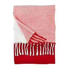 Embroidered Large Red Checked Throw Blanket  - 52727