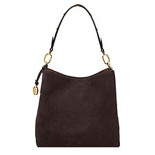 Engraved Fossil Jessie Brown Suede Bucket Shoulder Bag  - 52895