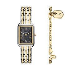 Engraved Fossil Raquel Two-Tone Watch and Bracelet Set   - 52901