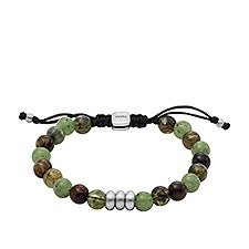 Fossil Green and Brown Beaded Bracelet   - 52907