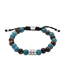 Fossil Blue and Brown Beaded Bracelet   - 52908