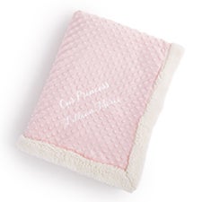 Embroidered Pink Sherpa Baby Blanket   - 53026