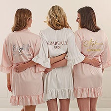 Kittenish Bridal Party Metallic Foil Personalized Satin Robe    - 53284