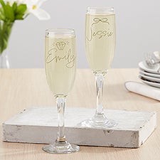 Kittenish Engraved Champagne Flute Set with Icons  - 53423