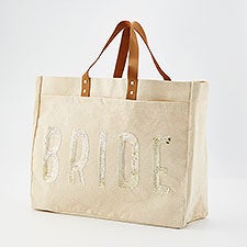 Kittenish Bride Canvas & Gold Sequins Tote Bag   - 53461