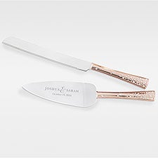 Kittenish Engraved Rose Gold Wedding Cake Knife & Server Set    - 53473