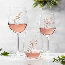 Kittenish Vinyl Personalized Rosé Wine Glass Collection  - 53490