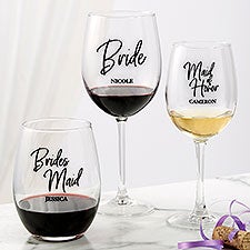 Kittenish Wedding Party Personalized Wine Glass Collection  - 53491