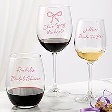 Kittenish Tie The Knot Personalized Wine Glass Collection  - 53540