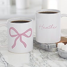 Kittenish Personalized Pink Bow Coffee Mugs   - 53548