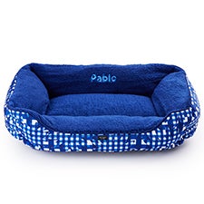 Embroidered Kate Spade Blue Gingham Pet Bed   - 54196