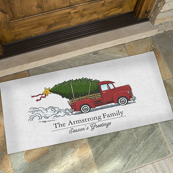 Personalized Christmas Doormats - Vintage Red Truck - 19464