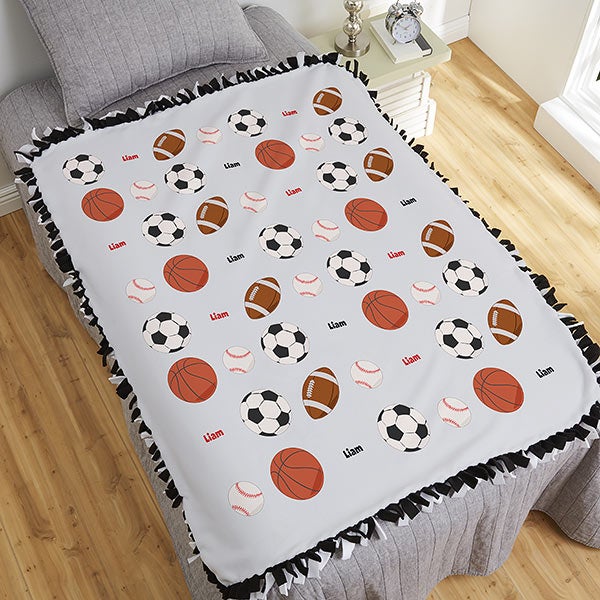 All About Sports Personalized 50x60 Tie Blanket