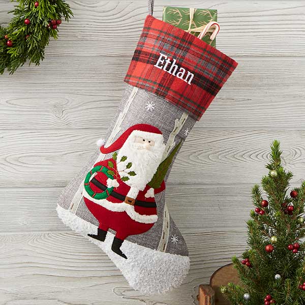 Personalized Plaid Character Christmas Stockings - 20996