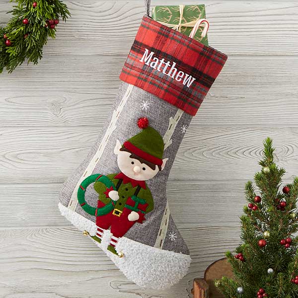 Personalized Plaid Character Christmas Stockings - 20996