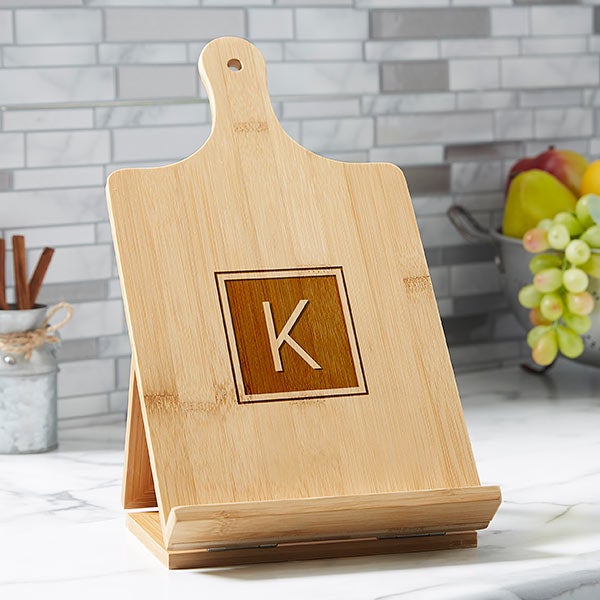 Personalized Bamboo Cookbook & Tablet Stand - 24047