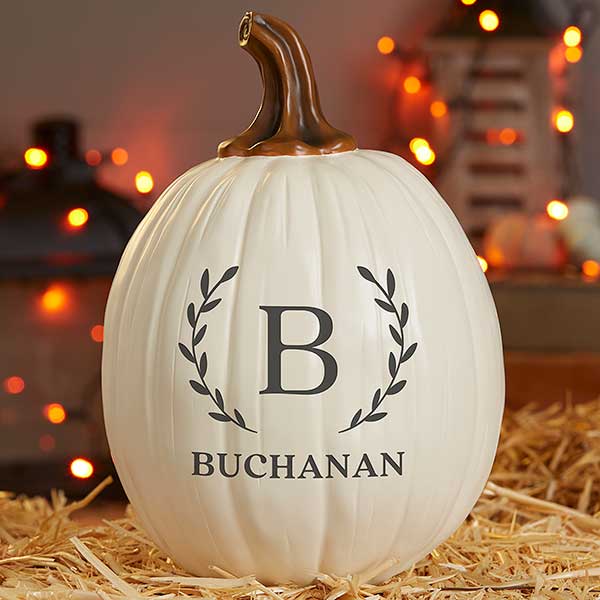 Laurel Initial Personalized Monogram Pumpkins - 27461