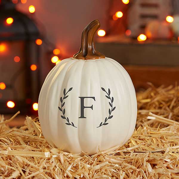 Laurel Initial Personalized Monogram Pumpkins - 27461