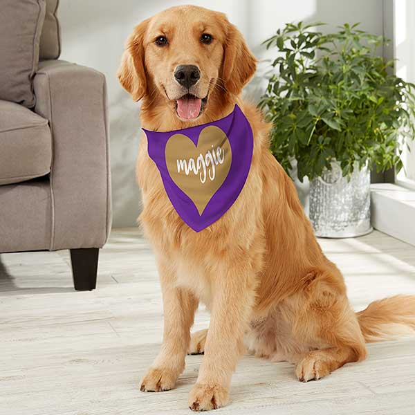 Heart Name Personalized Dog Bandana Large