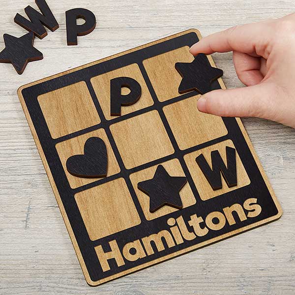 Personalized Family Wooden Tic Tac Toe Game - 30100